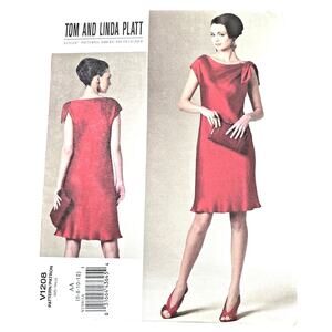 Vogue Sewing Pattern V1208 Designer Tom Linda Platt 2010 Cocktail Dress Sz 6-12